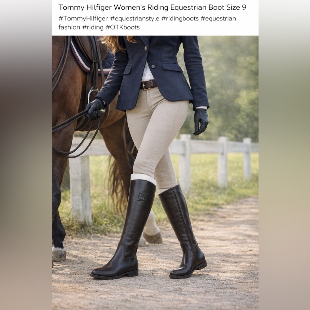 Tommy Hilfiger Brown Leather Riding Boots Women’s 9 Equestrian